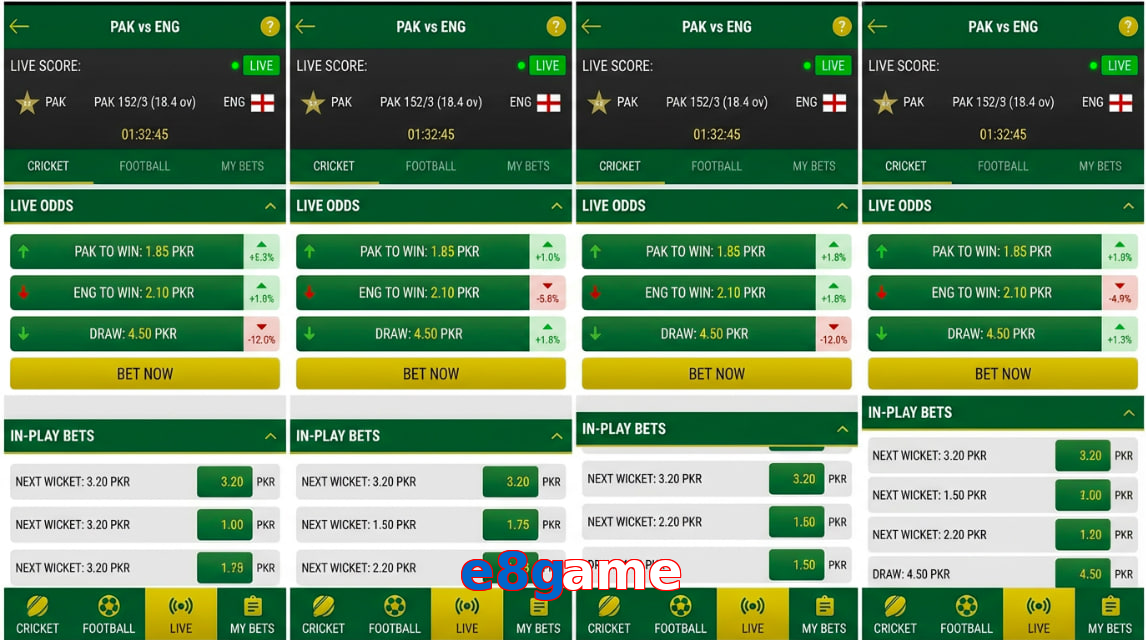 Game list for E8game bet section
